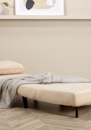 VENTURE DESIGN Vicky sovesofa, enkelt - beige flyel og svart stl (190x73)