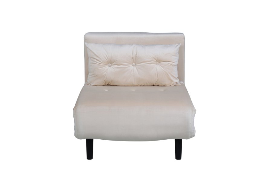 VENTURE DESIGN Vicky sovesofa, enkelt - beige flyel og svart stl (190x73)