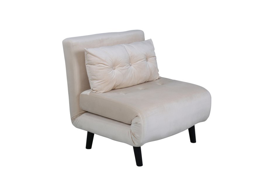 VENTURE DESIGN Vicky sovesofa, enkelt - beige flyel og svart stl (190x73)