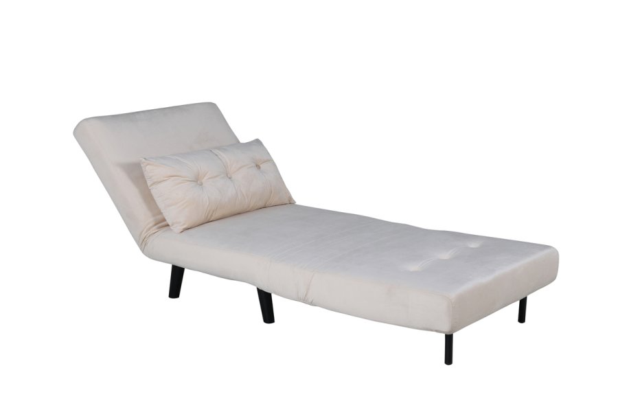 VENTURE DESIGN Vicky sovesofa, enkelt - beige flyel og svart stl (190x73)