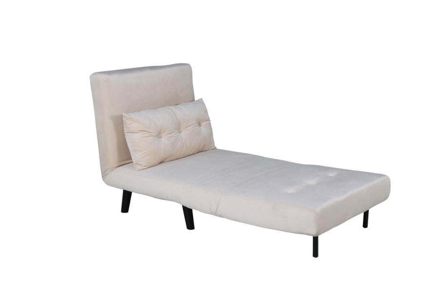 VENTURE DESIGN Vicky sovesofa, enkelt - beige flyel og svart stl (190x73)