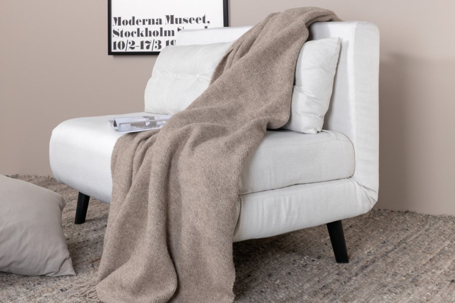 VENTURE DESIGN Vicky sovesofa, dobbelt - beige polyester og sort stl (190x120)