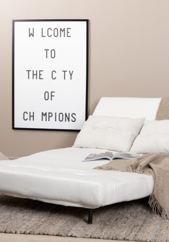 VENTURE DESIGN Vicky sovesofa, dobbelt - beige polyester og sort stl (190x120)