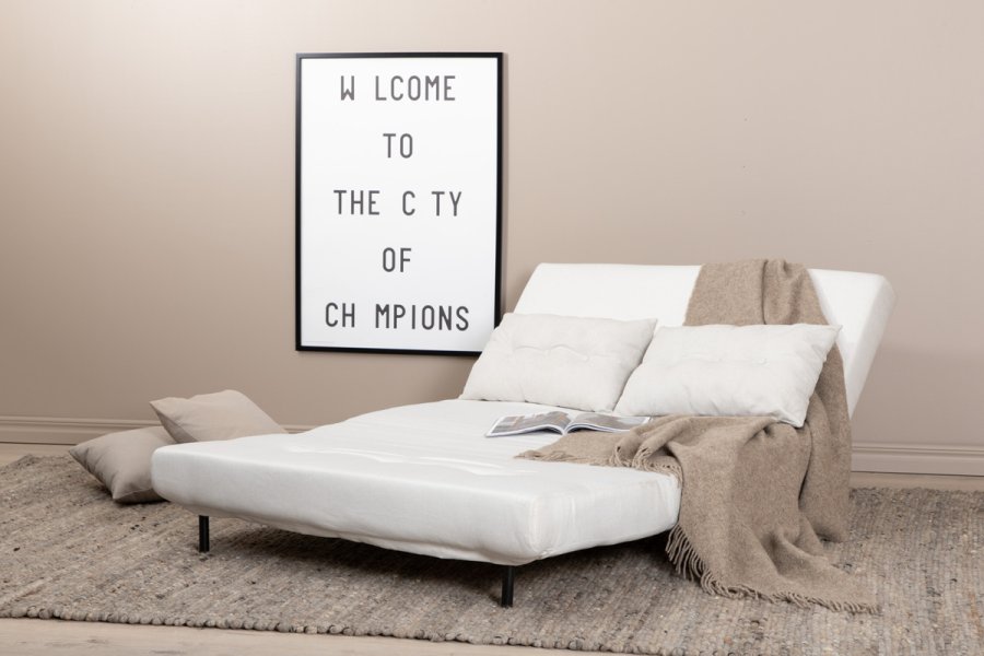 VENTURE DESIGN Vicky sovesofa, dobbelt - beige polyester og sort stl (190x120)