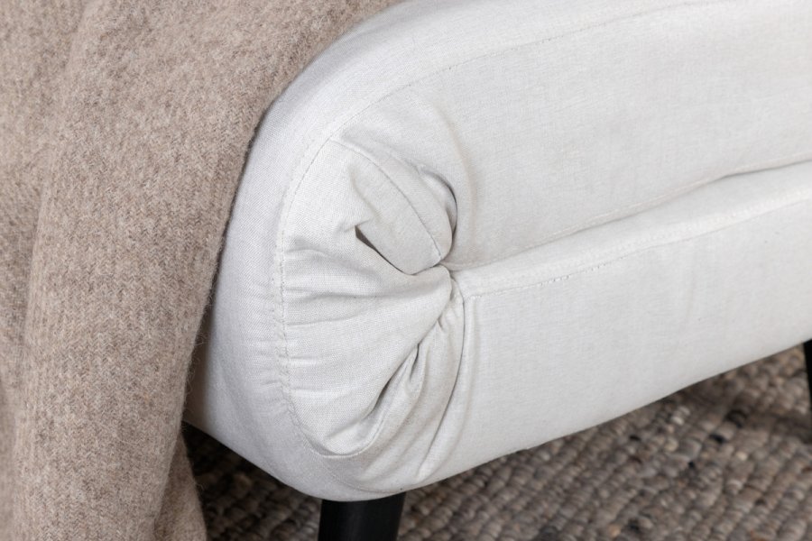 VENTURE DESIGN Vicky sovesofa, dobbelt - beige polyester og sort stl (190x120)