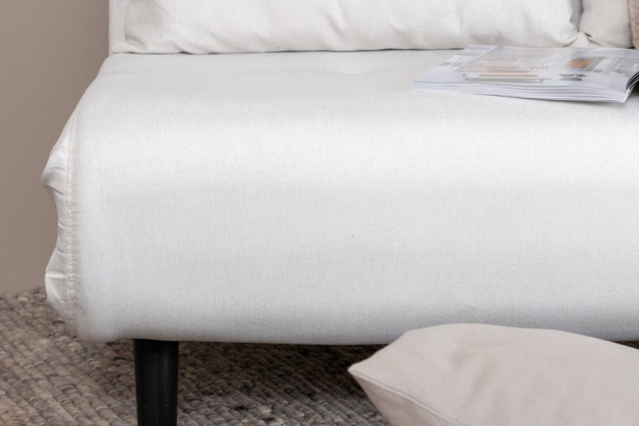 VENTURE DESIGN Vicky sovesofa, dobbelt - beige polyester og sort stl (190x120)