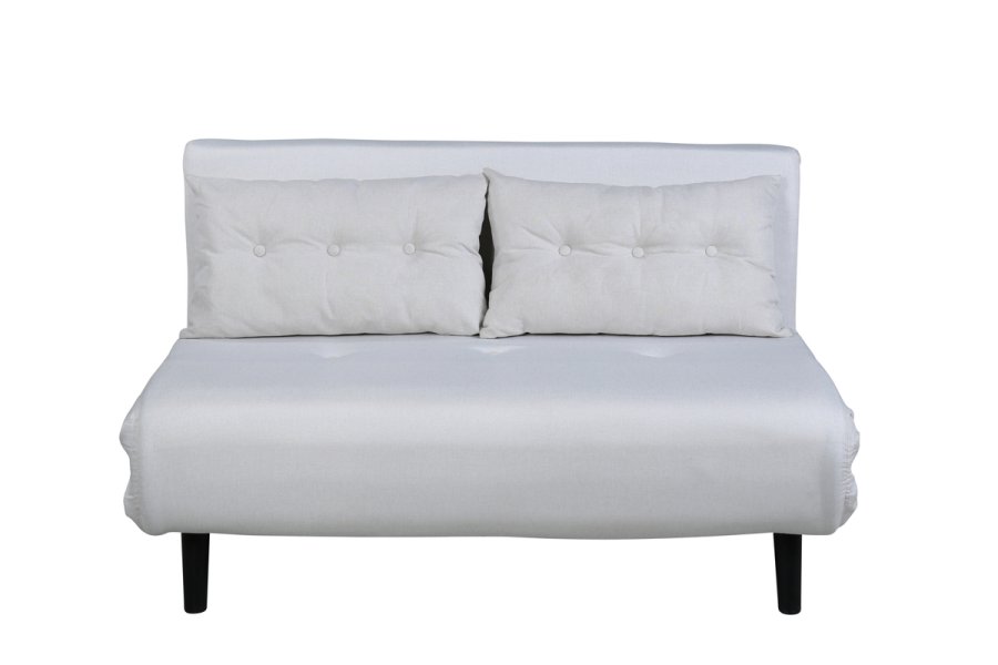 VENTURE DESIGN Vicky sovesofa, dobbelt - beige polyester og sort stl (190x120)