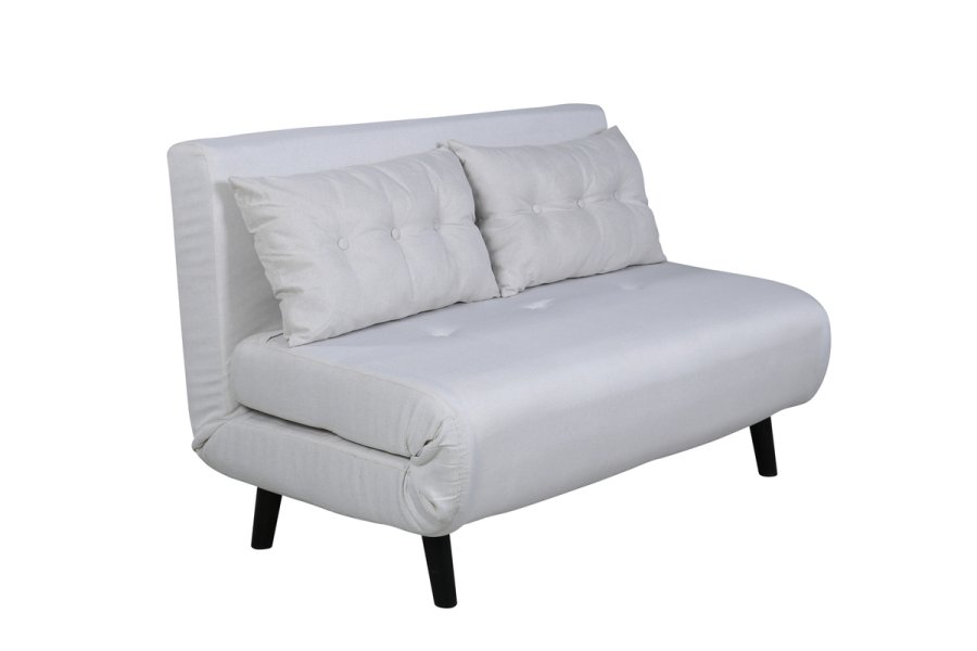 VENTURE DESIGN Vicky sovesofa, dobbelt - beige polyester og sort stl (190x120)