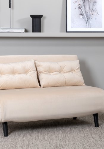 VENTURE DESIGN Vicky sovesofa, dobbel - beige flyel og svart stl (190x120)