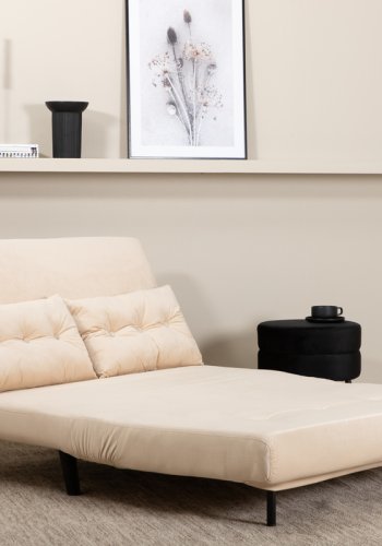 VENTURE DESIGN Vicky sovesofa, dobbel - beige flyel og svart stl (190x120)
