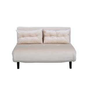 VENTURE DESIGN Vicky sovesofa, dobbelt - beige fljl og sort stl (190x120)