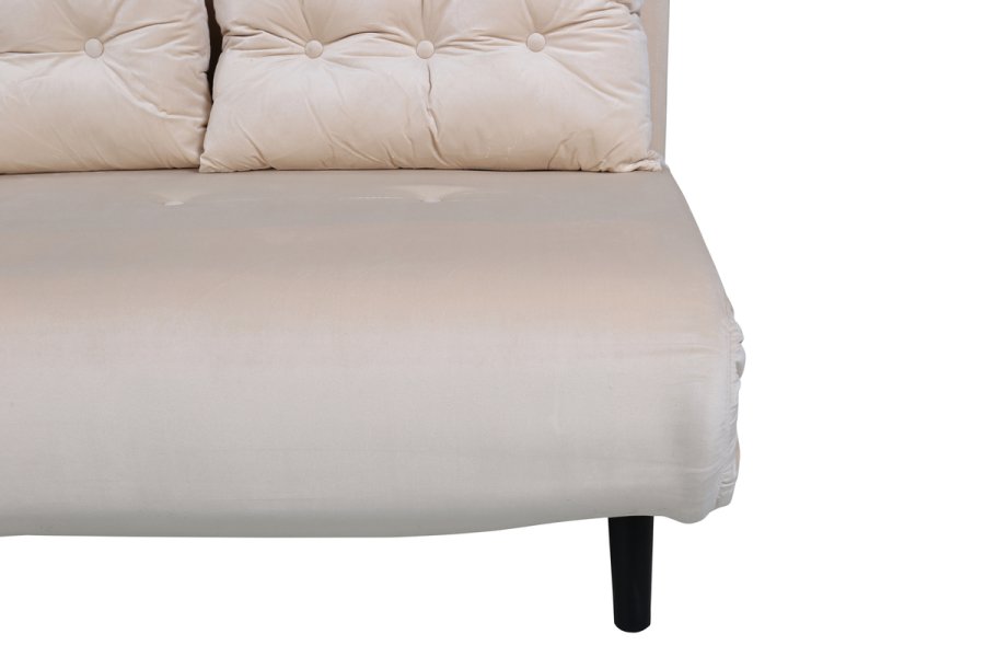 VENTURE DESIGN Vicky sovesofa, dobbel - beige flyel og svart stl (190x120)