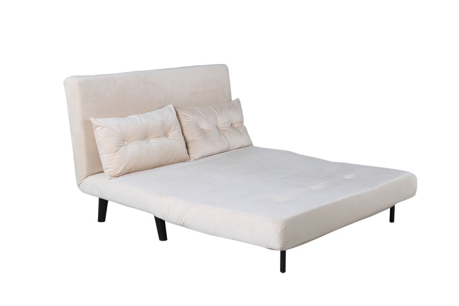 VENTURE DESIGN Vicky sovesofa, dobbel - beige flyel og svart stl (190x120)