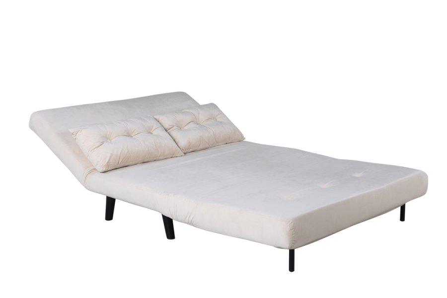 VENTURE DESIGN Vicky sovesofa, dobbel - beige flyel og svart stl (190x120)