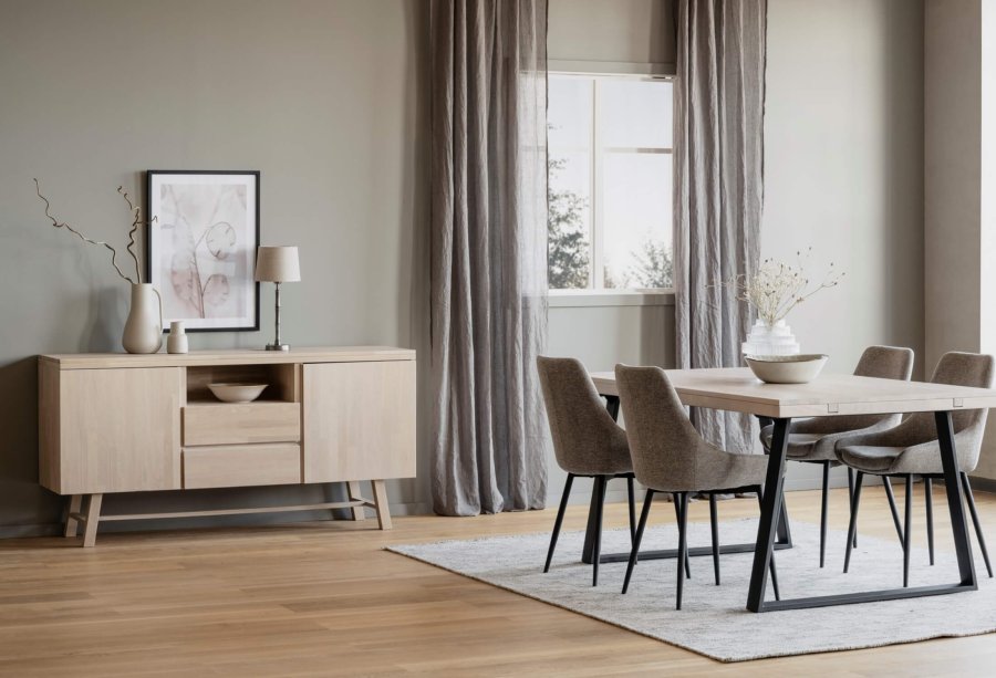 ROWICO Brooklyn sknk - hvidpigmenteret eg, m. 2 lger, 2 skuffer og 1 rum