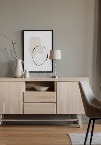 ROWICO Brooklyn sknk - hvidpigmenteret eg, m. 2 lger, 2 skuffer og 1 rum