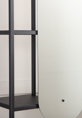 VENTURE DESIGN Classe garderobestativ, med speil og hyller - sort stl