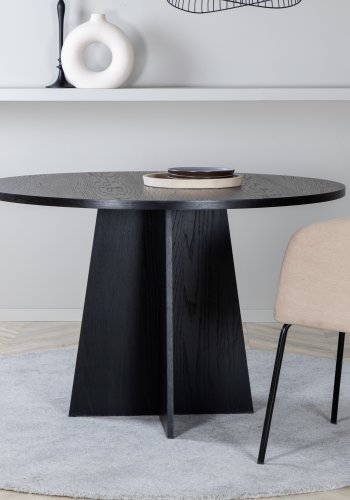 VENTURE DESIGN Bootcut spisebord, rundt - svart finer (110)