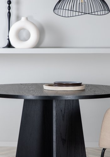 VENTURE DESIGN Bootcut spisebord, rundt - svart finer (110)