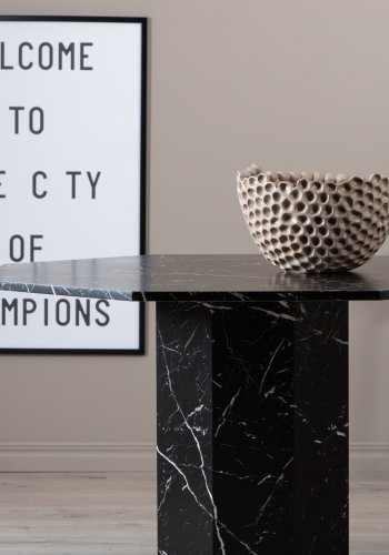 VENTURE DESIGN Marbs spisebord, ottekantet - sort marmormnstret papirlaminat (110)