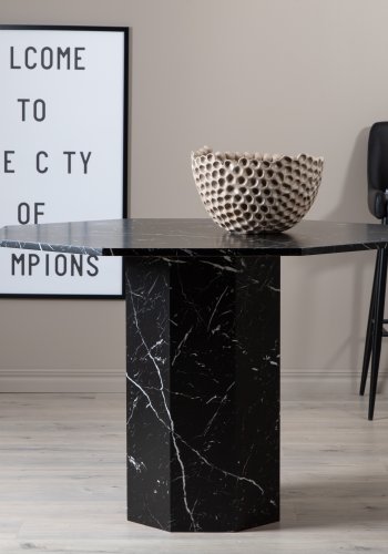 VENTURE DESIGN Marbs spisebord, ottekantet - sort marmormnstret papirlaminat (110)