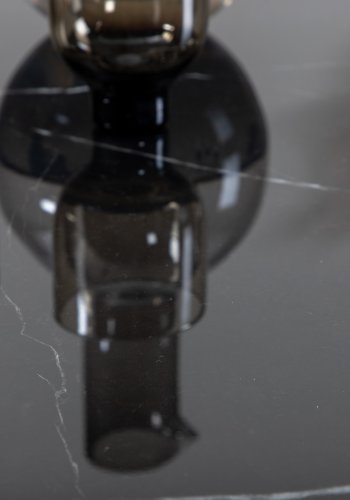 VENTURE DESIGN Pillan spisebord, ovalt - svart marmormnstret glass og svart stl (180x100)