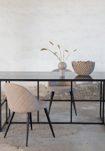 VENTURE DESIGN Leif spisebord, rektangulrt - rkt glass og sort stl (200x90)