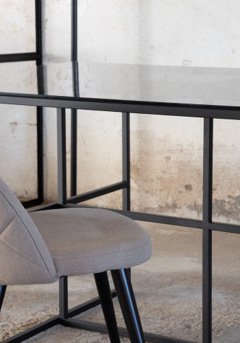 VENTURE DESIGN Leif spisebord, rektangulrt - rkt glass og sort stl (200x90)