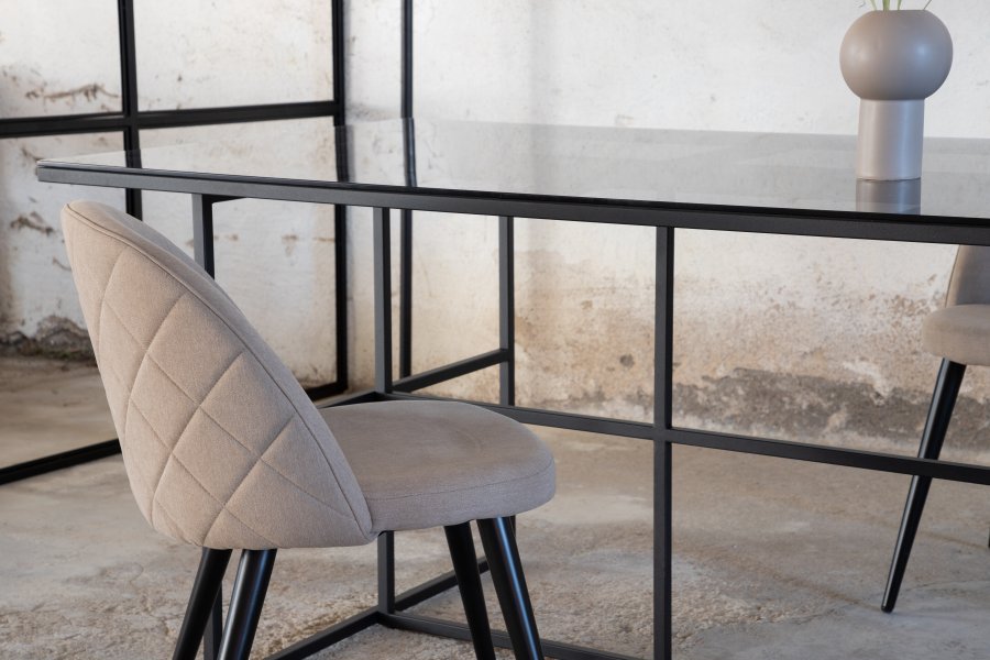 VENTURE DESIGN Leif spisebord, rektangulrt - rkt glass og sort stl (200x90)