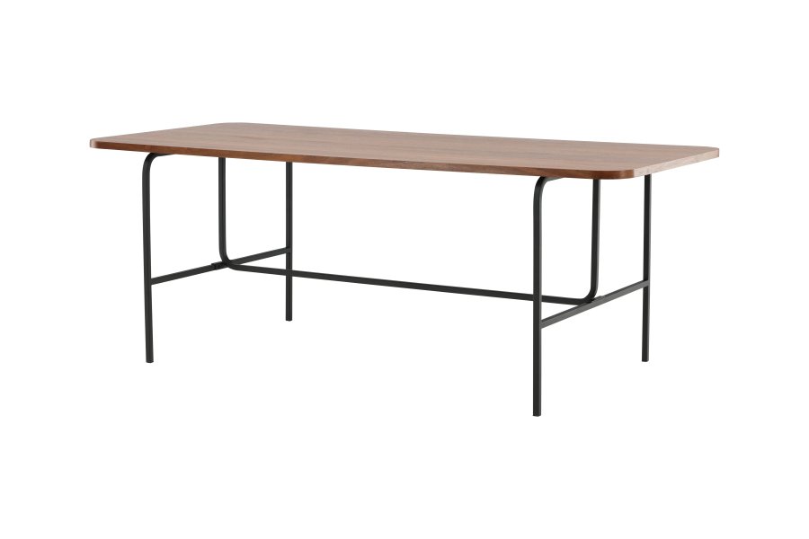 VENTURE DESIGN Uno spisebord, rektangulrt - valnttfarget finer og sort stl (200x90)