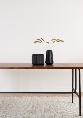 VENTURE DESIGN Uno spisebord, rektangulrt - valnttfarget finer og sort stl (200x90)