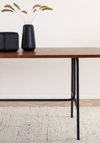 VENTURE DESIGN Uno spisebord, rektangulrt - valnttfarget finer og sort stl (200x90)