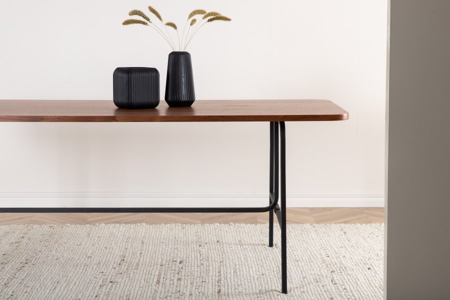 VENTURE DESIGN Uno spisebord, rektangulrt - valnttfarget finer og sort stl (200x90)