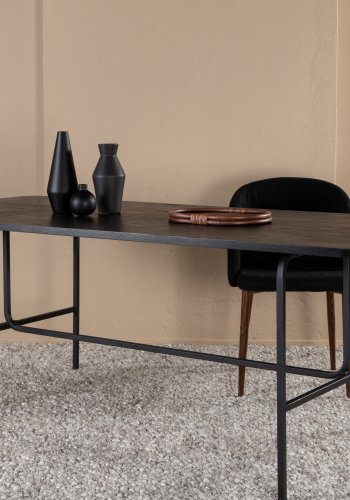 VENTURE DESIGN Uno spisebord, rektangulrt - svart finer og sort stl (200x90)