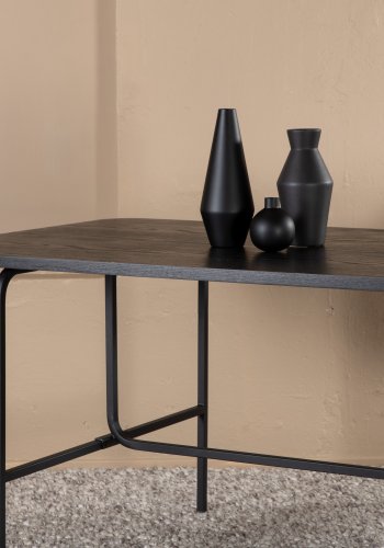 VENTURE DESIGN Uno spisebord, rektangulrt - svart finer og sort stl (200x90)