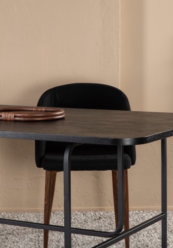 VENTURE DESIGN Uno spisebord, rektangulrt - svart finer og sort stl (200x90)