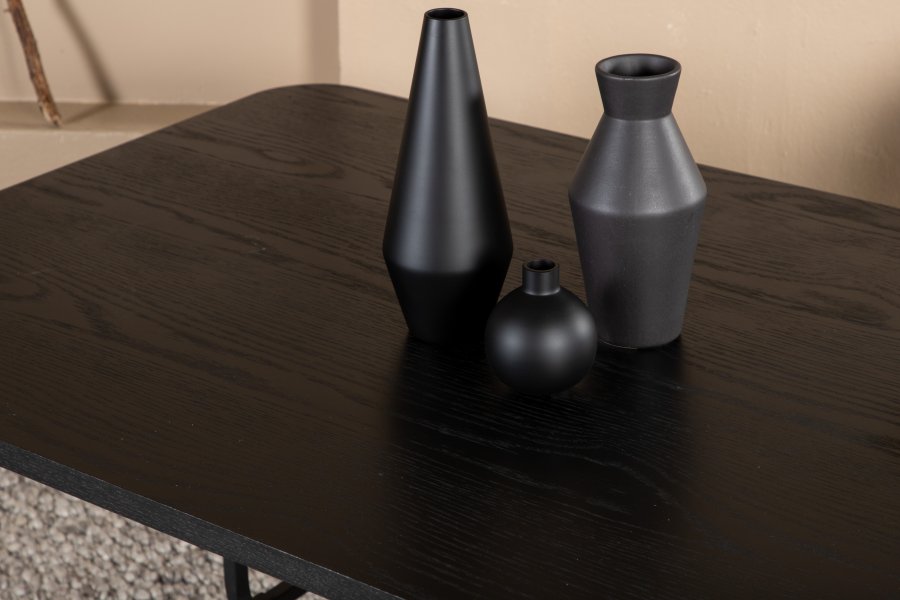 VENTURE DESIGN Uno spisebord, rektangulrt - svart finer og sort stl (200x90)