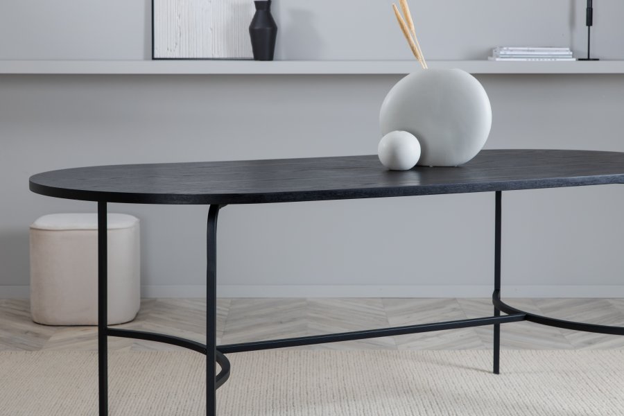 VENTURE DESIGN Skate spisebord, ovalt - svart finer og sort stl (200x90)