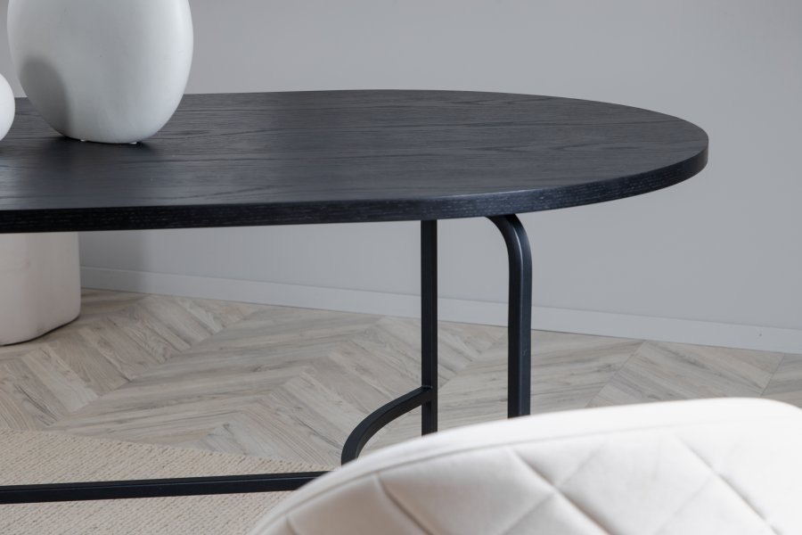 VENTURE DESIGN Skate spisebord, ovalt - svart finer og sort stl (200x90)