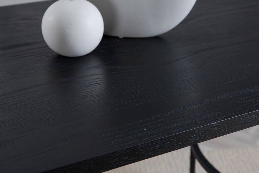 VENTURE DESIGN Skate spisebord, ovalt - svart finer og sort stl (200x90)