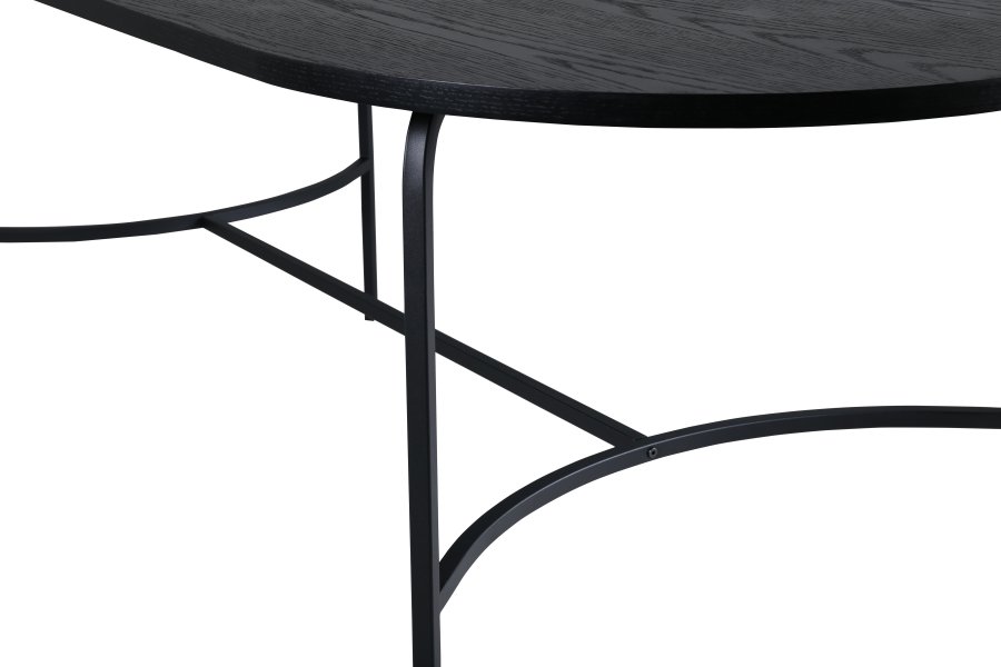 VENTURE DESIGN Skate spisebord, ovalt - svart finer og sort stl (200x90)