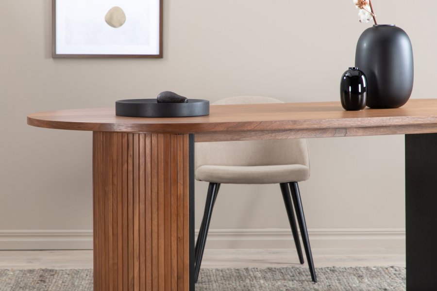 VENTURE DESIGN Bianca Esstisch, oval – Walnussfurnier (200x90)