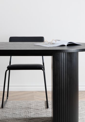 VENTURE DESIGN Bianca spisebord, ovalt - svart finer (200x90)