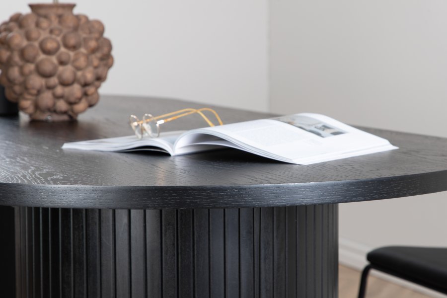 VENTURE DESIGN Bianca spisebord, ovalt - svart finer (200x90)