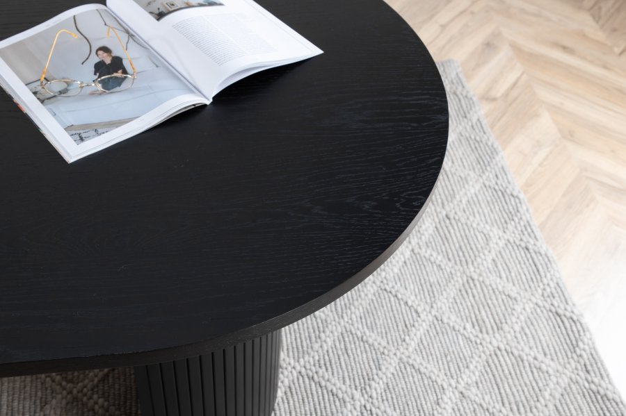 VENTURE DESIGN Bianca spisebord, ovalt - svart finer (200x90)