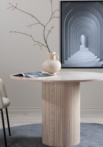 VENTURE DESIGN Bianca spisebord, rundt - hvitkalket finer (110)
