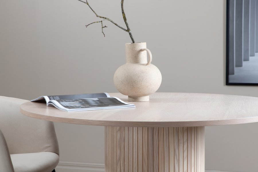 VENTURE DESIGN Bianca spisebord, rundt - hvitkalket finer (110)