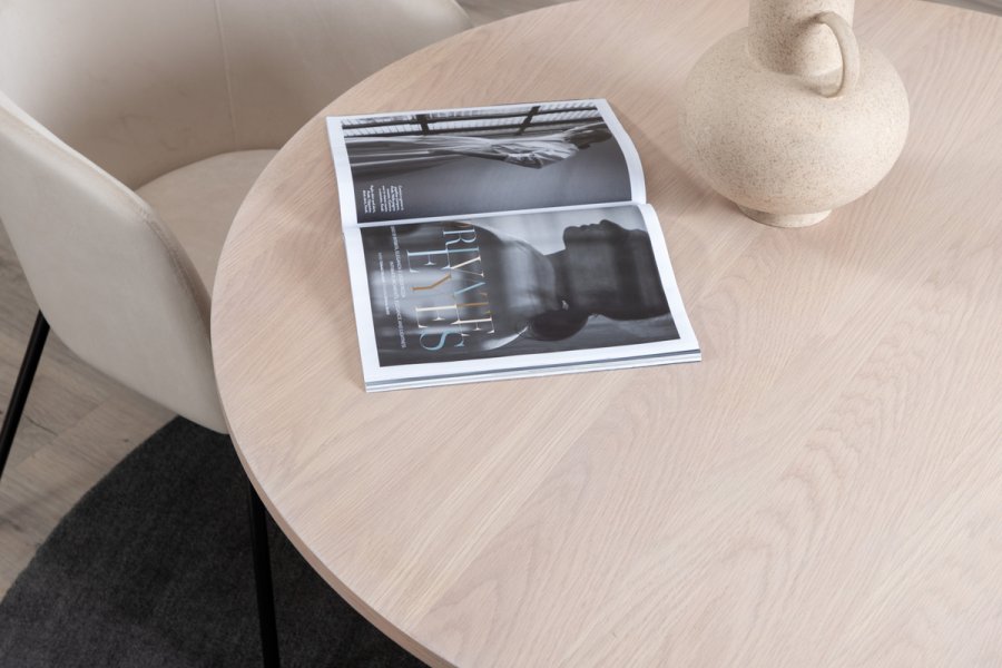 VENTURE DESIGN Bianca spisebord, rundt - hvitkalket finer (110)