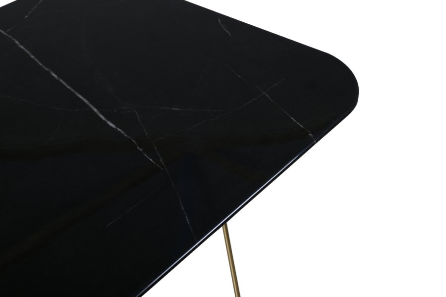 VENTURE DESIGN Tristar salongbord, firkantet - svart marmorert glass og messingstl (80x80)