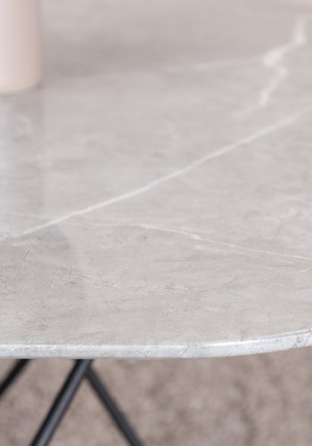 VENTURE DESIGN Tristar salongbord, firkantet - grmarmorert glass og svart stl (80x80)